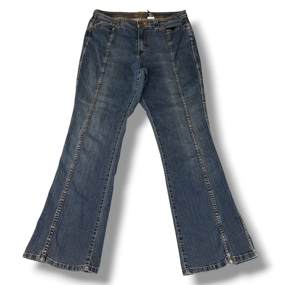VTG Kikit Denim Jeans Flare Dark Wash Mid Rise Pocketless Y2K 90s Size 18 Retro